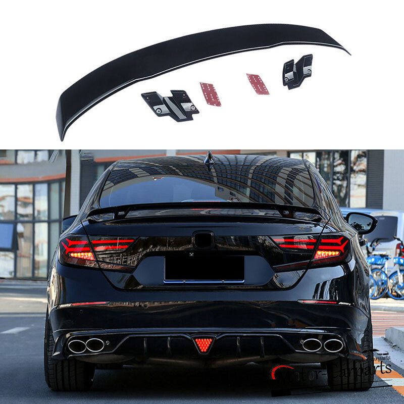FOR 2018-2022 HONDA ACCORD 10TH GEN YOFER V2 GLOSSY BLACK TRUNK LID SPOILER WING