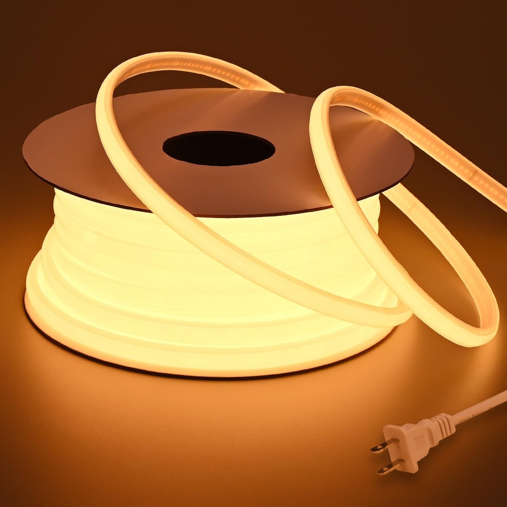 AC 110V COB LED Strip Lights Outdoor Waterproof 65.6ft, 2700K Warm White Supe...