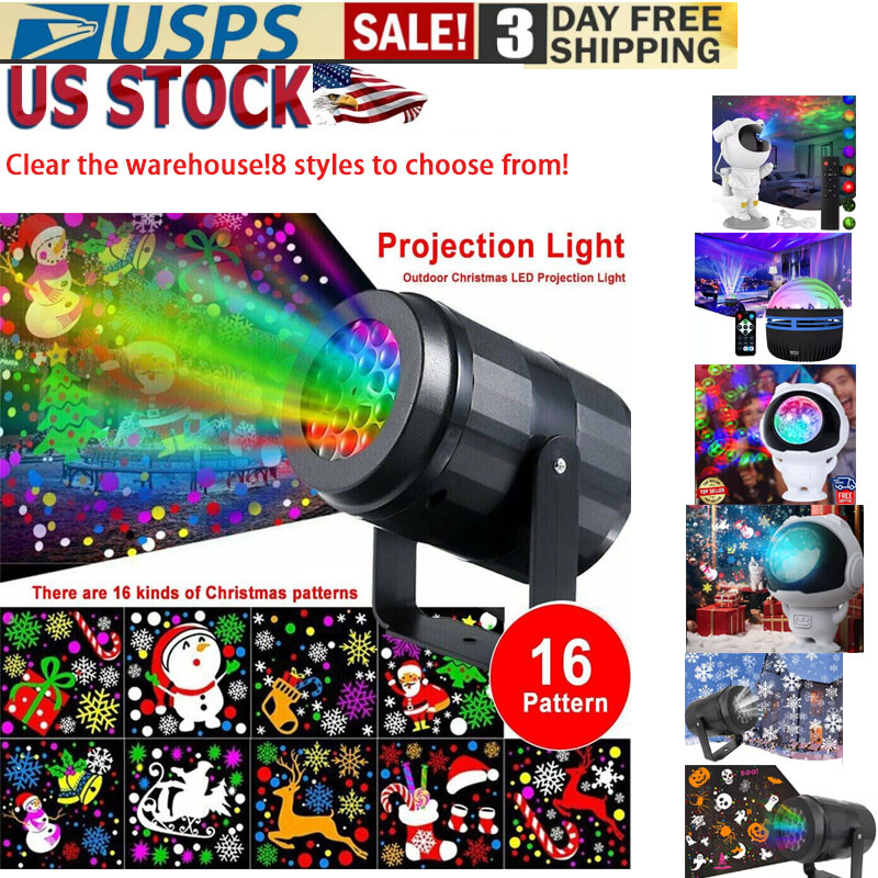Christmas LED Laser Projector Lights Rotate Projection Lamp Indoor Outdoor Decor