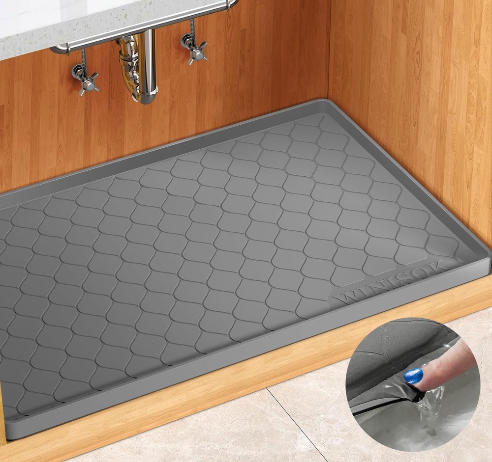 Winisok 34x22 Silicone Under Sink Mat Kitchen Essentials Non Slip Shelf Liner