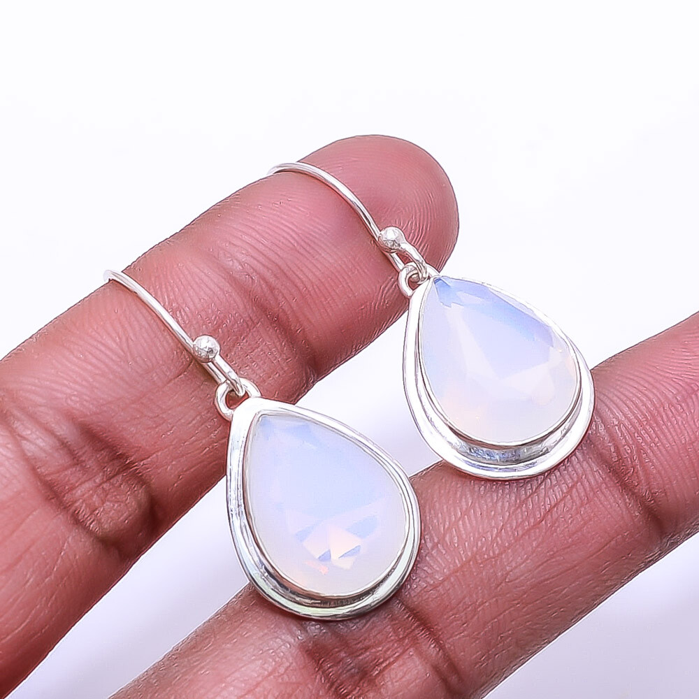 Milky Opal 925 Sterling Silver Handmade Earrings Valentin Gift 1.33