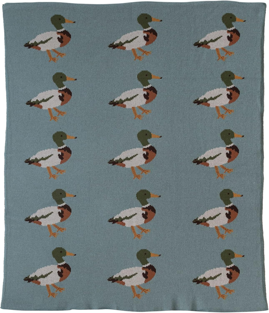 Soft Cotton Knit Duck Print Baby Blanket in Multicolor