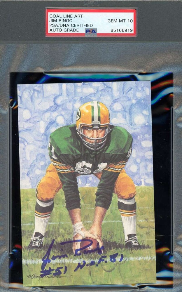 Jim Ringo Gem Mint 10 PSA DNA Signed Goal Line Art Card GLAC Autograph