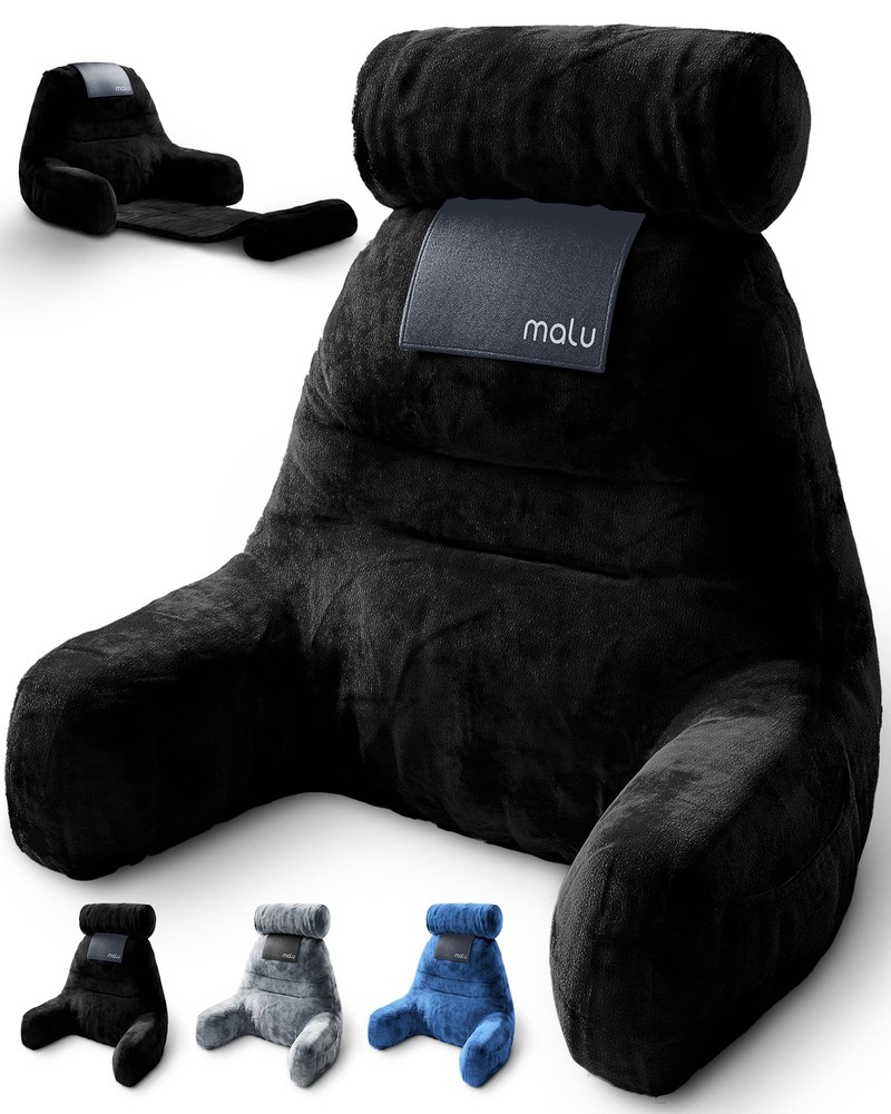 malu Extra Large Reading Pillow- Ergonomic Pillow- Back Pillow for Bed+ Rolli...