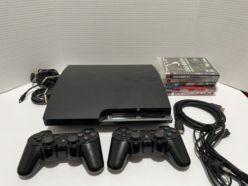 Sony PlayStation 3 Black Console Bundle with 2 Controllers and 5 Games