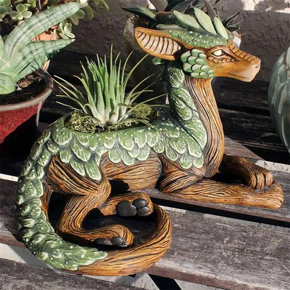 Dragon Tree Succulent Planter Resin Garden Statue Gift