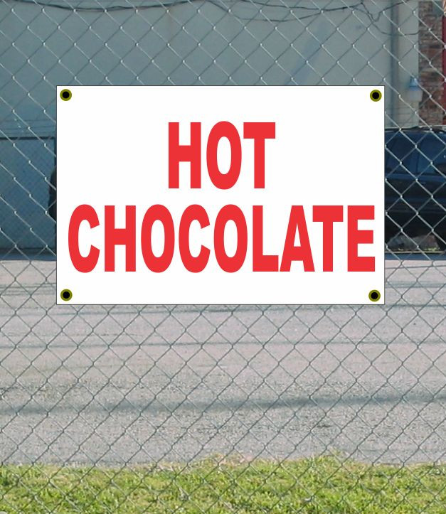 2x3 Red & White Hot Chocolate Banner Sign Discount Price Free Shipping
