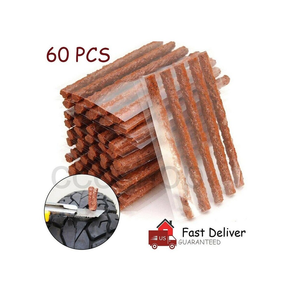 60PC Self-Vulcanizing Tire Repair Strips for Tubeless Tyres Rubber Seal Plug