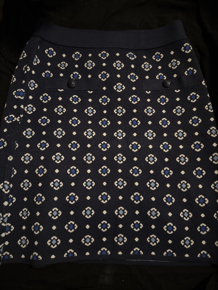 Loft Womens XS Navy Blue Floral Jacquard Pocket Mini Skirt