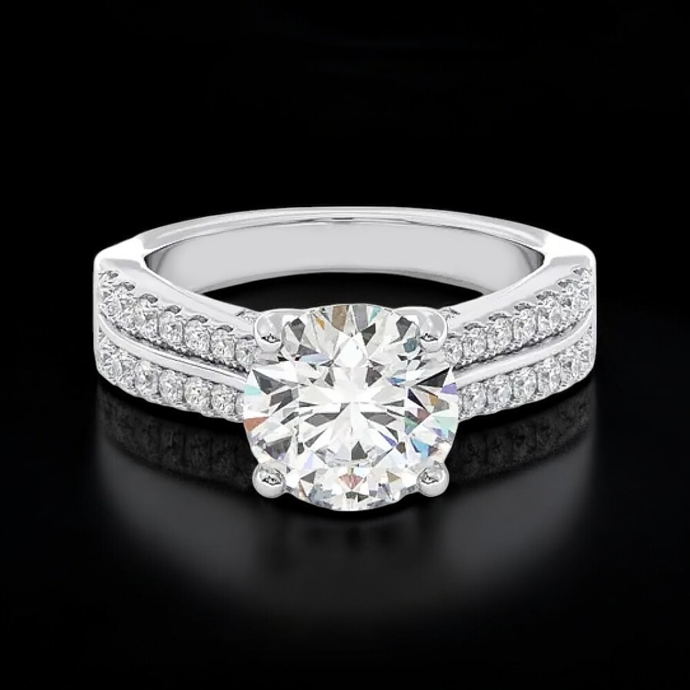 18K White Gold Ring  Lab Created 2.70 Ct Round Diamond Engagement IGI Certified
