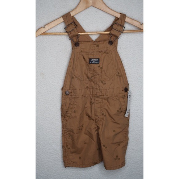 OshKosh B'Gosh Palm Tree Print Shortall Overalls Boy's Toddler 4T Tropical NWT
