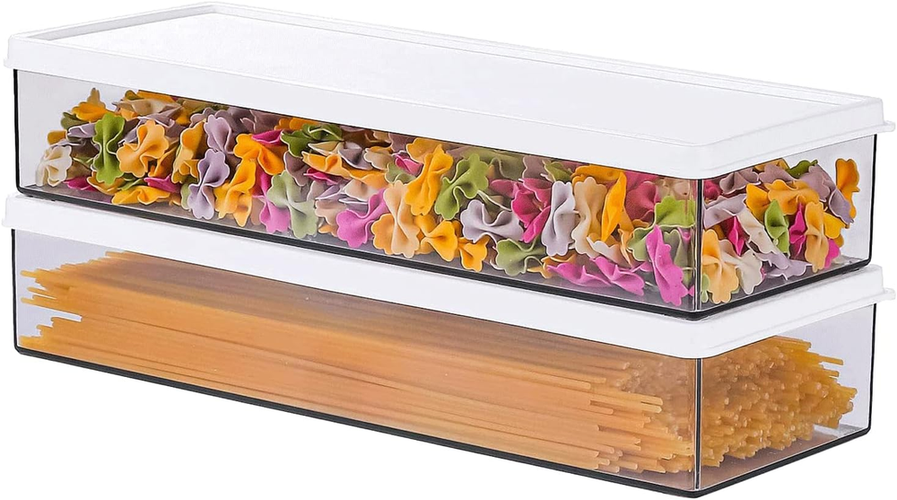 Pasta Containers for Pantry 2Pcs, Spaghetti Storage Conainer with Lids, Noodle O