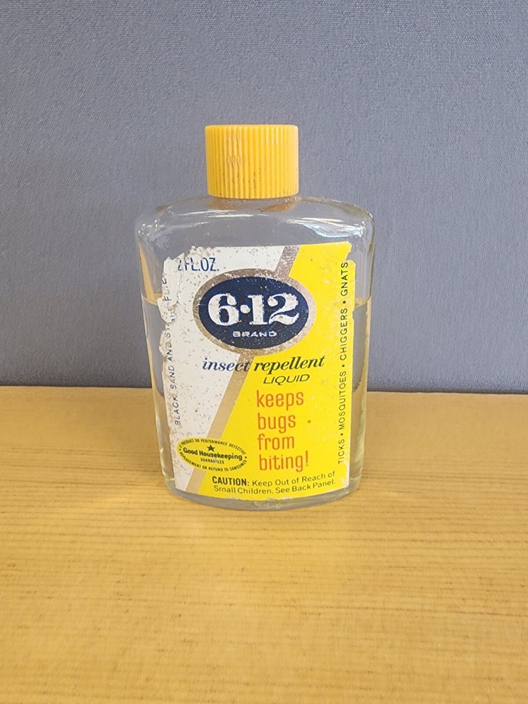 Vintage 6-12 Insect Repellent Empty Bottle Advertising Paper Label See Pic