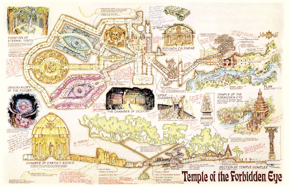 Indiana Jones Disneyland Map Print 13x19 Matte Vintage Poster Art