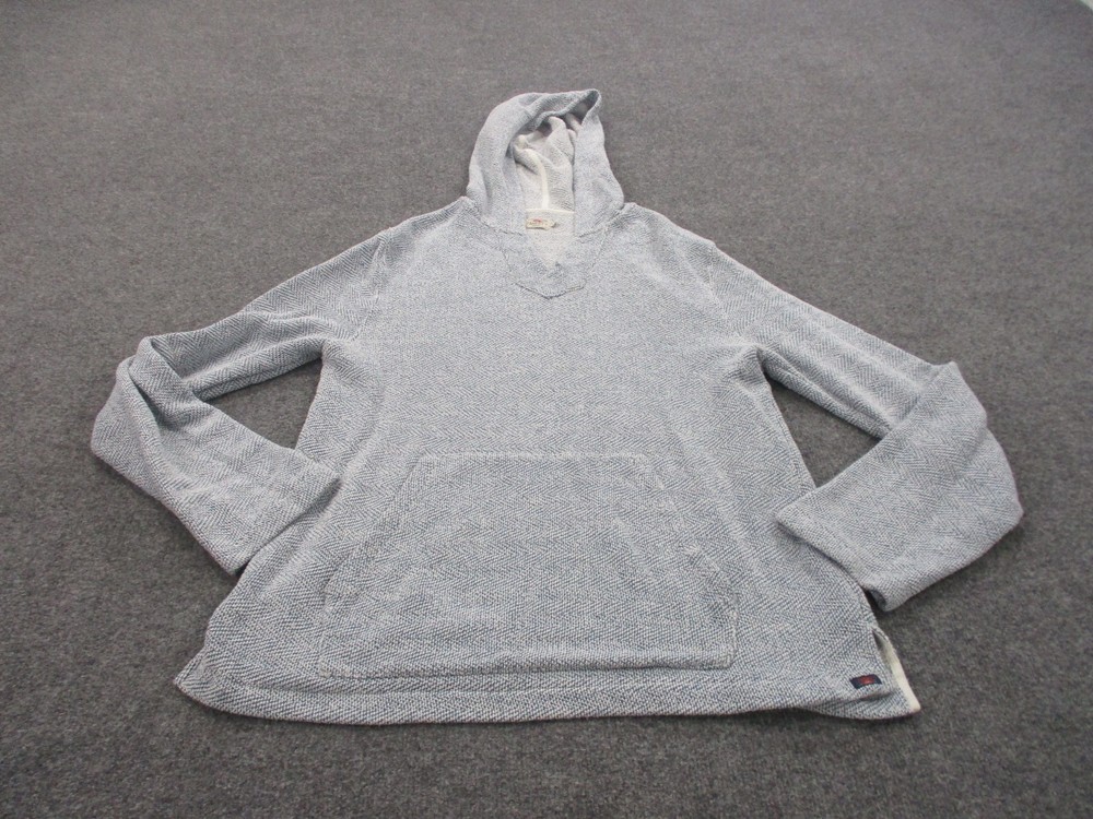 Faherty Sweatshirt Hoodie Womens XL Blue Woven Boho Beach Pullover Logo Casual