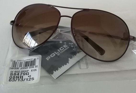 NEW POLICE Gunmetal/brown aviator SUNGLASSES 8479G 08NR Clearance Sale Authentic-image