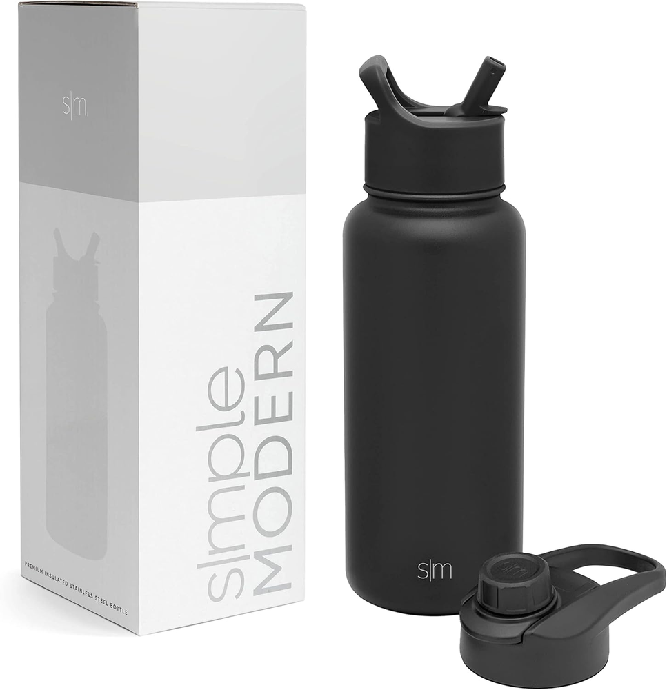 Vacuum Insulated Stainless Steel Water Bottle with Straw and Chug Lid