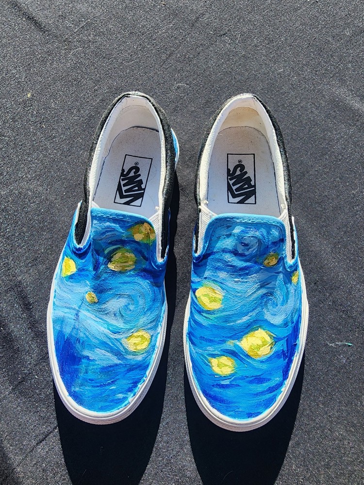 CUSTOM Hand-Painted Vans Slip-On Shoes, Size 6.5 Womens