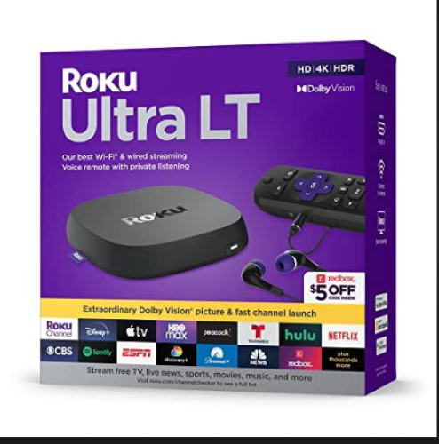 Roku Ultra LT 2024 HD 4K Digital Streaming Device - Black/ Brand New, open seal.