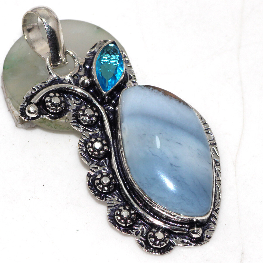 Owhyee Blue Opal Blue Topaz Jewellery Pendant Handmade Gemstone Size 2