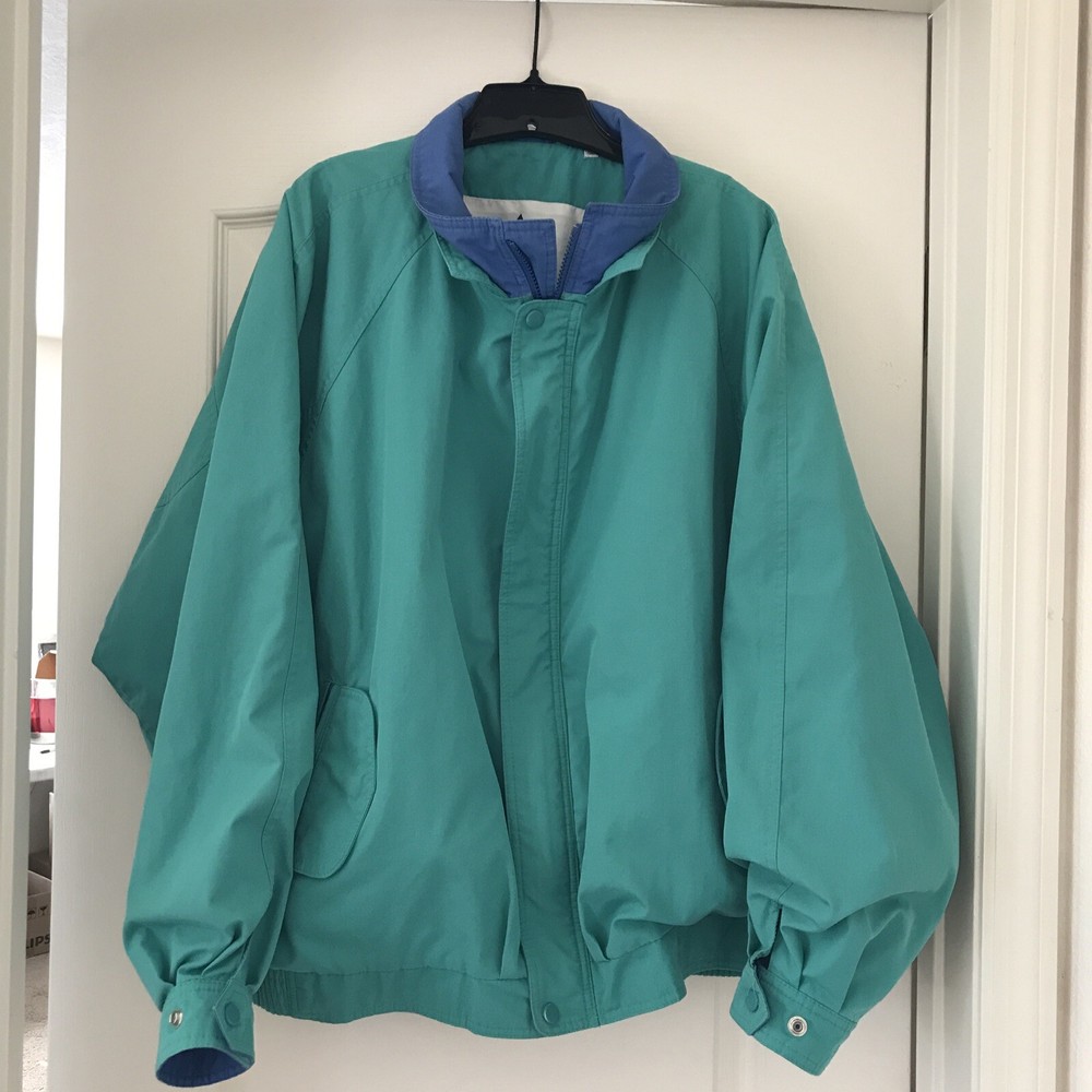 Vintage LONDON FOG Bomber Jacket Mens XL Green Blue