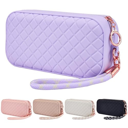 Portable Travel Makeup Bag,Soft Silicone Waterproof Toiletry Cosmetic Lavender
