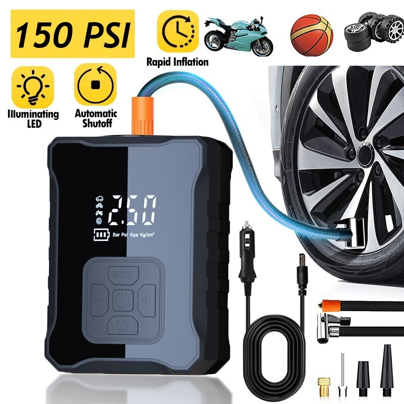 Tire Inflator Car Air Pump Compressor Electric Portable Auto 12V Volt 150 PSI