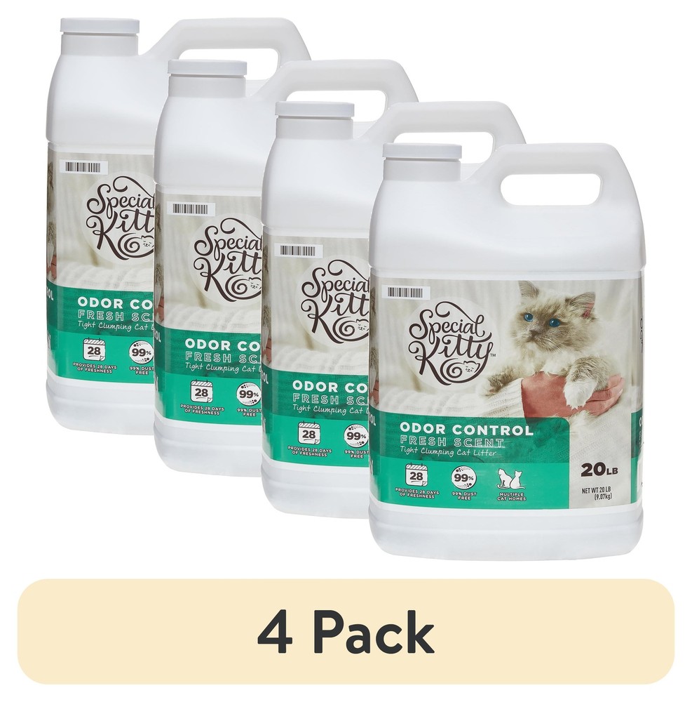 4 Pack Special Kitty Scoopable Clumping Cat Litter Fresh Scent 20 lb