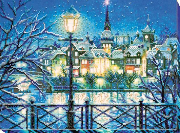 Bead embroidery kit Shining Blue needlework kit Art canvas beadwork pattern