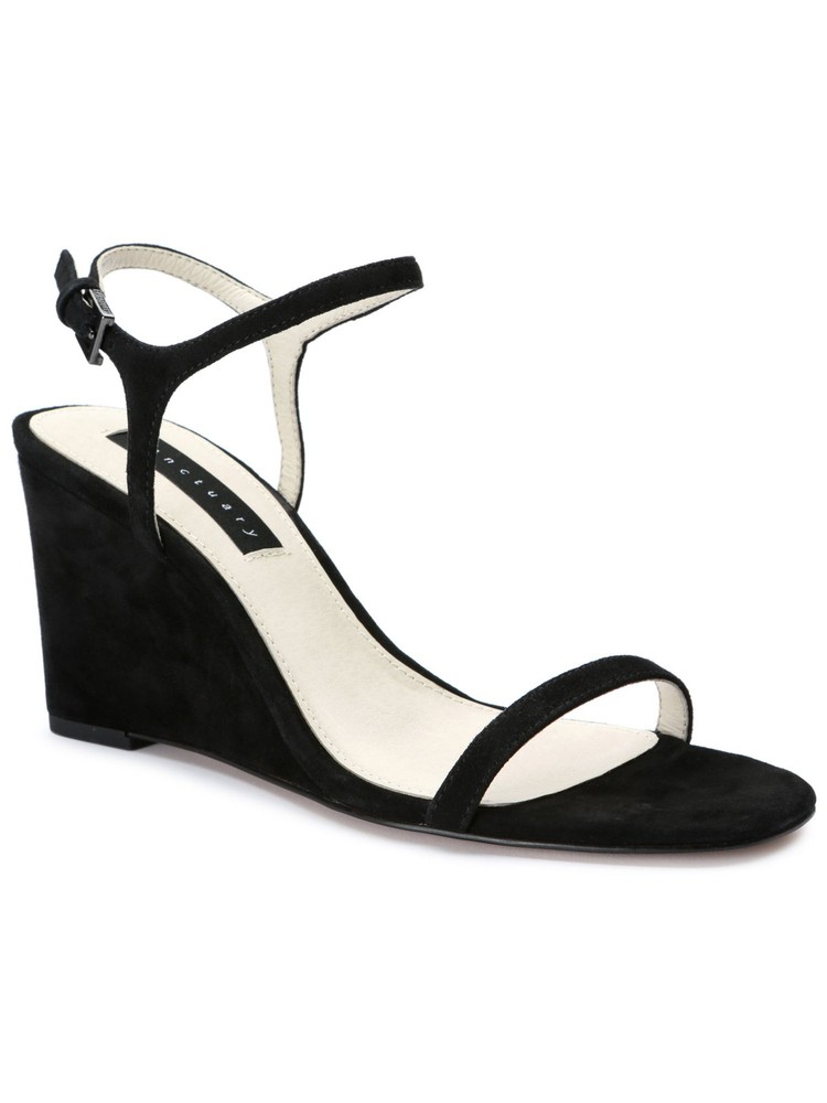 SANCTUARY Womens Black Open Toe Wedge Buckle Dress Sandals Shoes 10