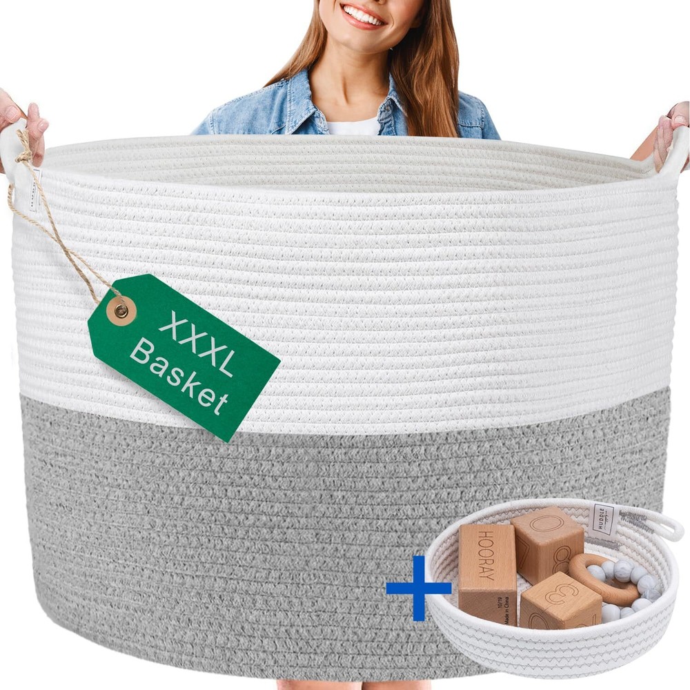 XXXL WASHABLE Blanket Basket Large 2PCs Blanket Storage Living Room - XXX Lar...