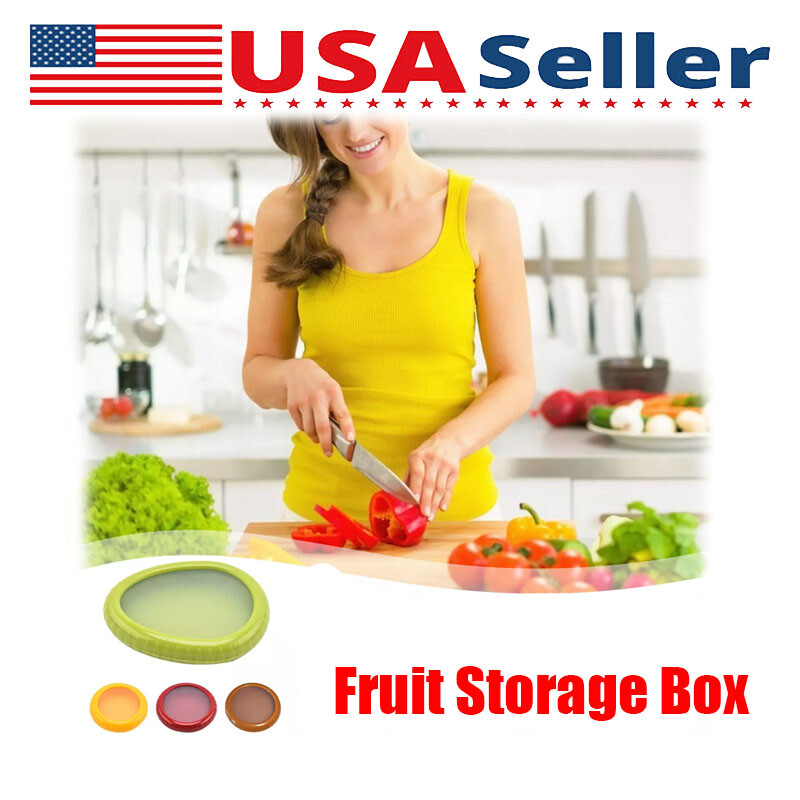 4pcs Reusable Silicone Fruit Storage Containers for Fridge Freezer