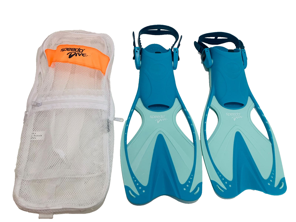 Speedo Dive Jr. Snorkel Flipper Fins Set Size L/XL Kids 1-4 US Blue