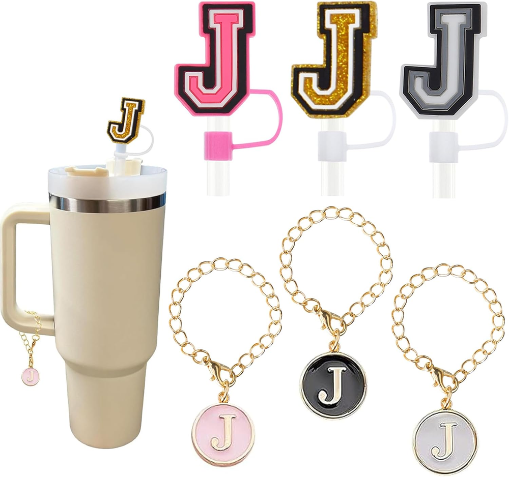 Personalized Straw Covers & Letter Chain Set for Stanley 30/40oz Cups, Dustproof