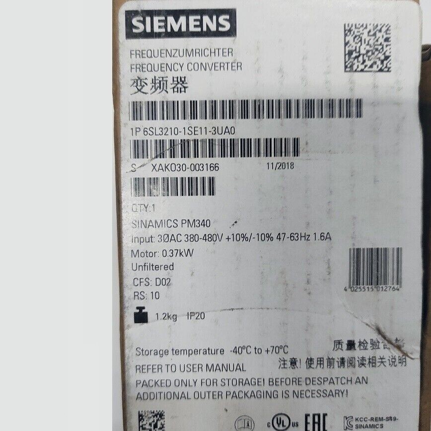 6SL3210-1SE11-3UA0 IPCS New Sealed Siemens Driver Inverter 6SL3210-1SE11-3UA0