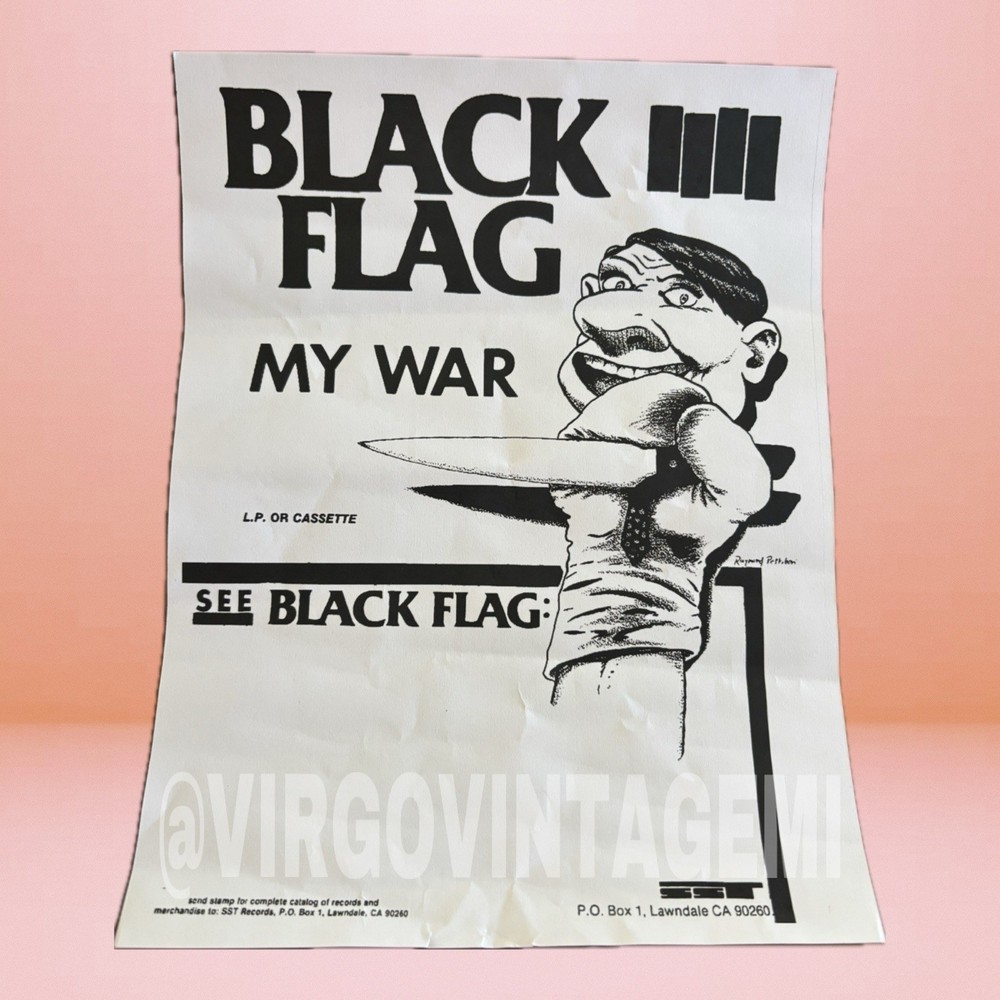 Black Flag's 1984 Album My War Promo Flyer Feat Artwork By Raymond Pettibon