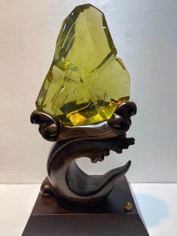4.23LB Natural Citrine Quartz Crystal Smooth Healing Display with Stand