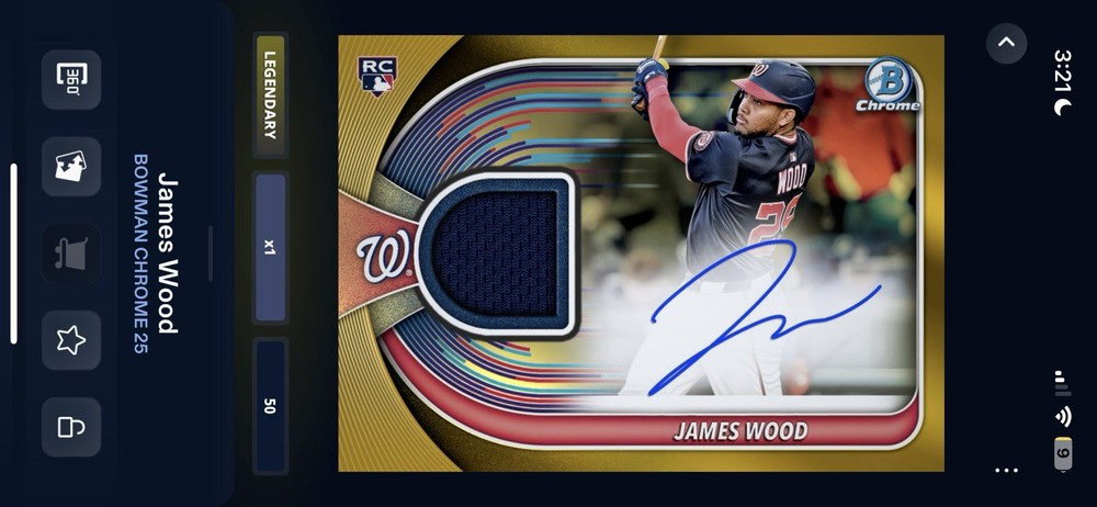 Topps Bunt 25 Digital - Legendary James Wood Bowman Gold Rookie Patch Auto Cc50