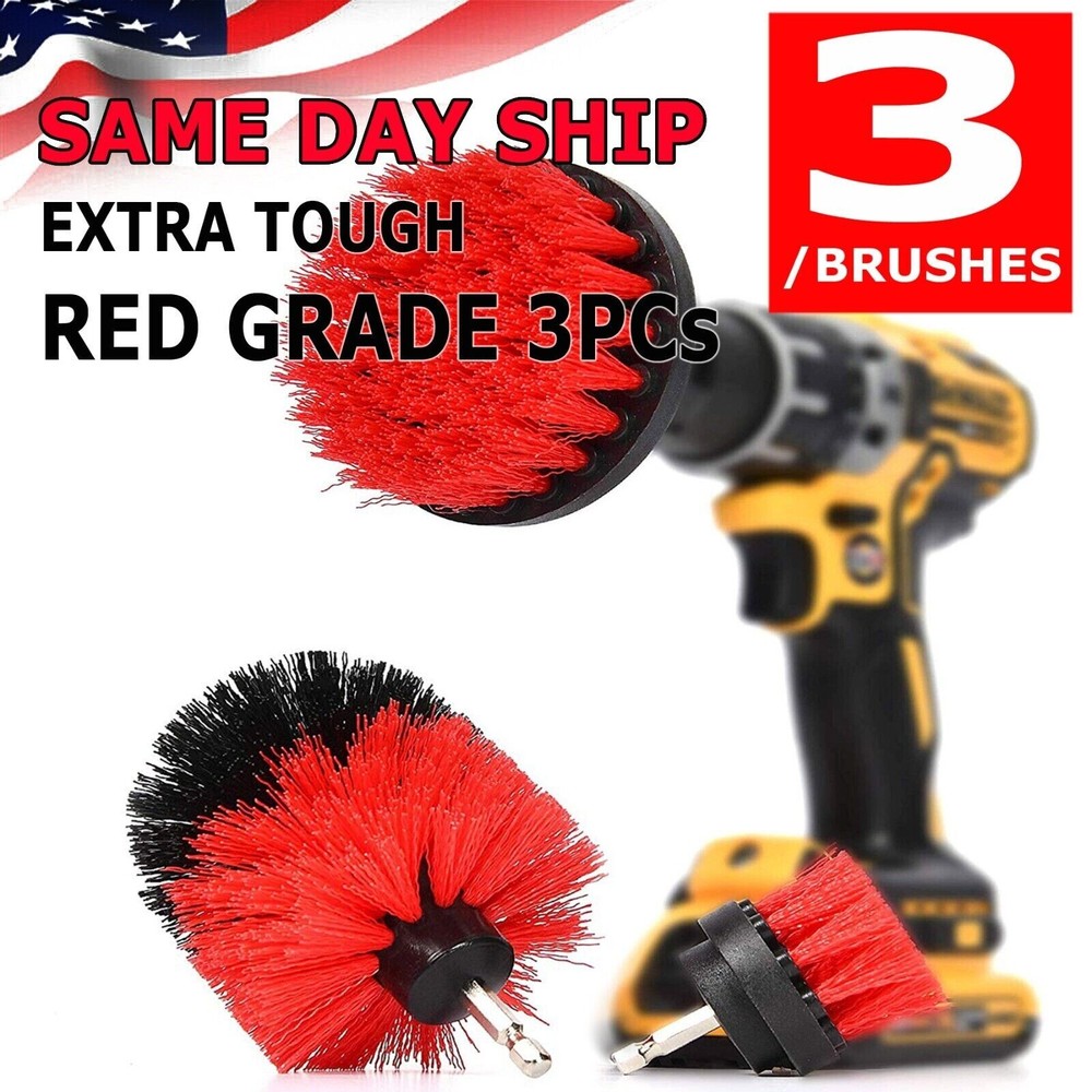 3 Drill Brush Set Power Scrubber Drill Attachment For Carpet Tile Grout Cleaning