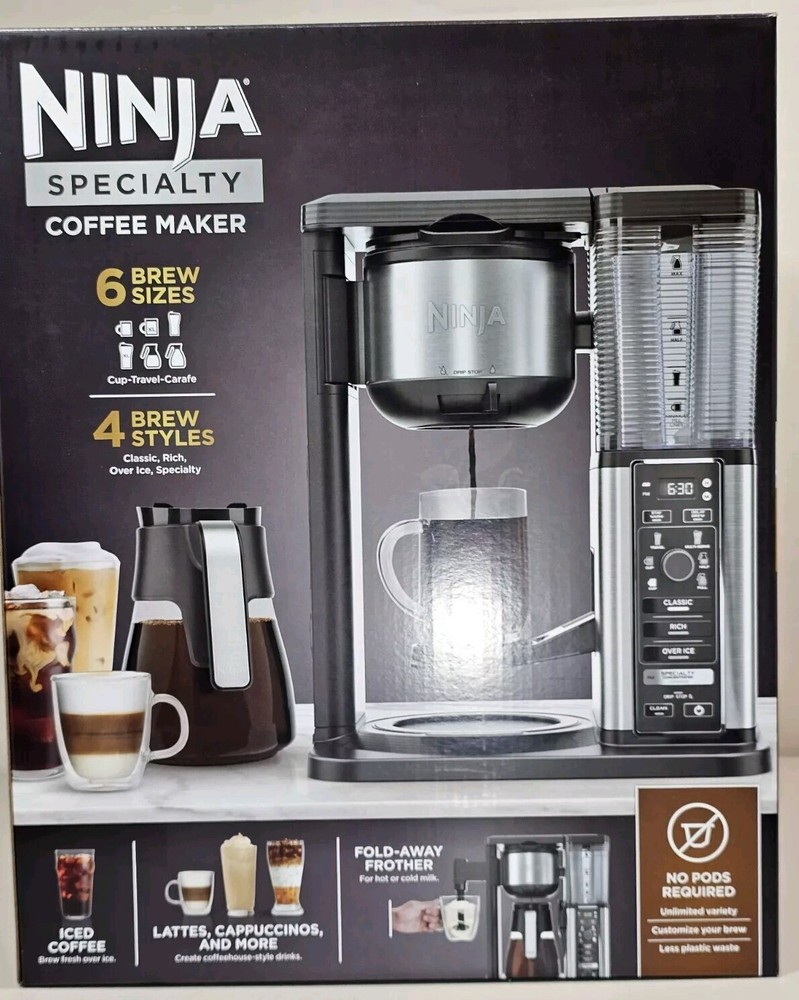 Ninja Specialty Coffee Maker Fold-Away Frother CM401 Smart Scoop 6 Sizes New
