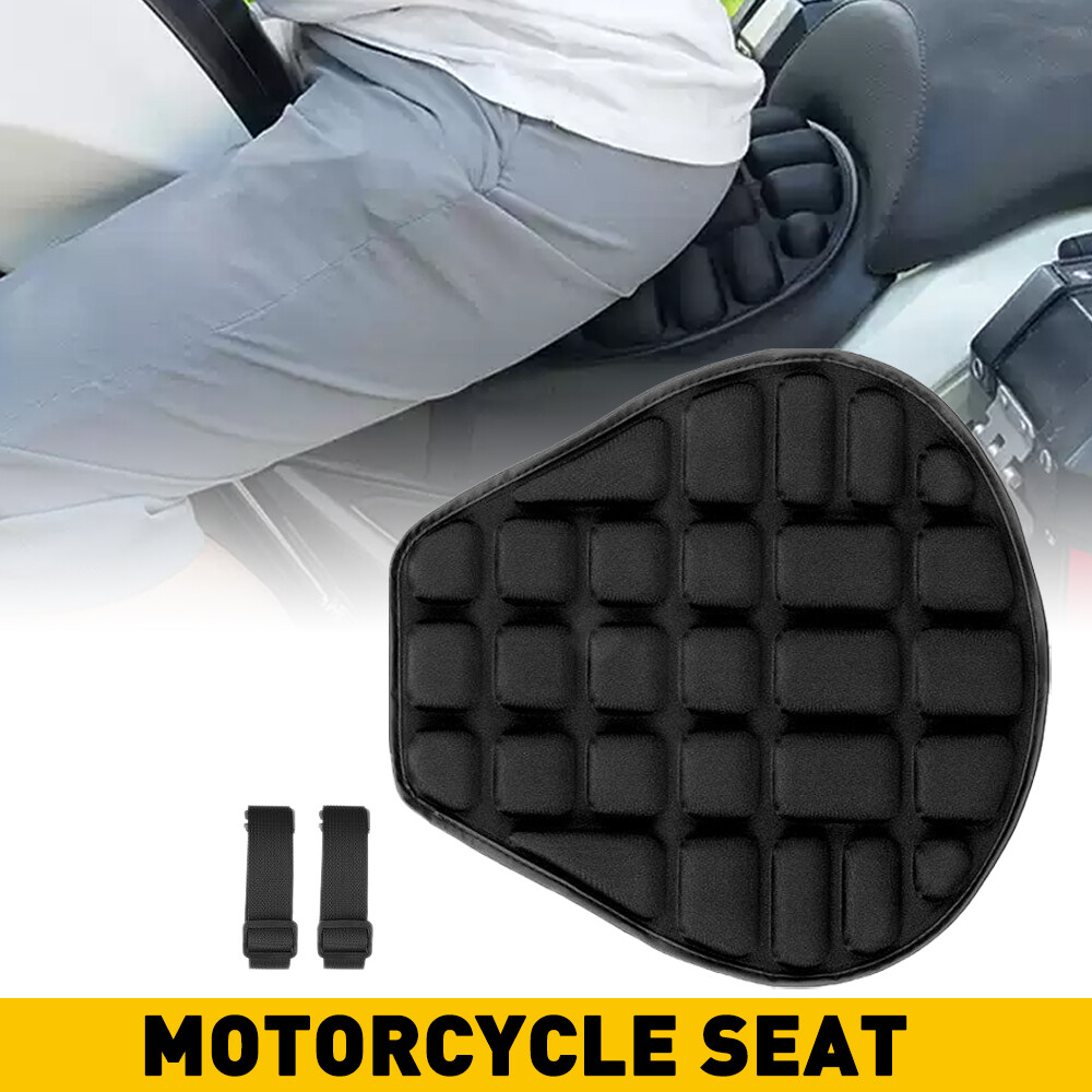 Black Gel Comfort Seat Cushion Lycra Cover Shock Absorb Pad Fits For Motorcycle