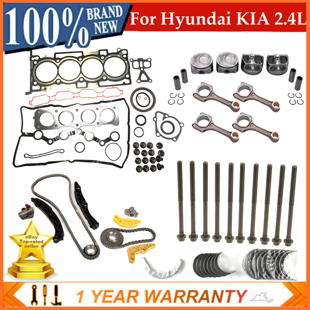 2.4L Engine Rebuild Overhaul Kit w/ 4X Conrods & Timing Kit For HYUNDAI KIA G4KJ