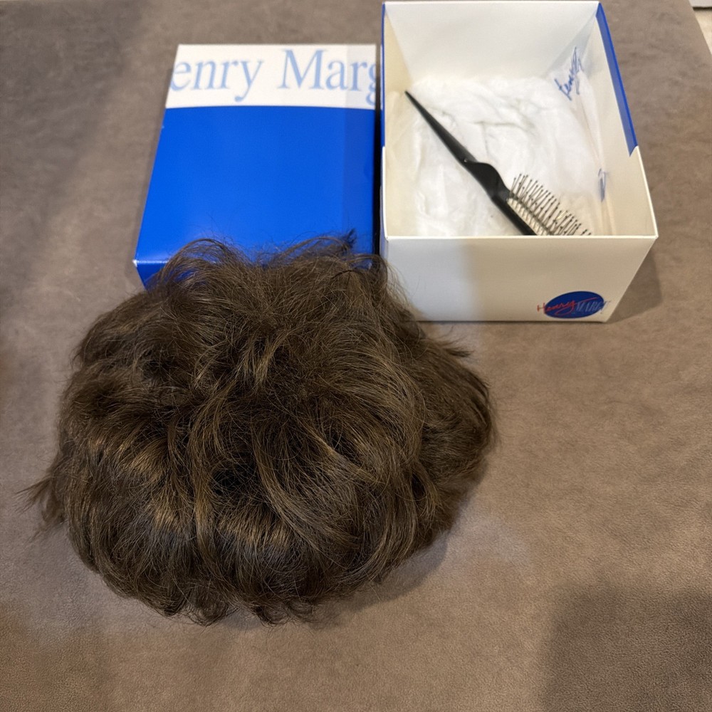 Vtg Henry Margu Wig Box Dark Brown Brush