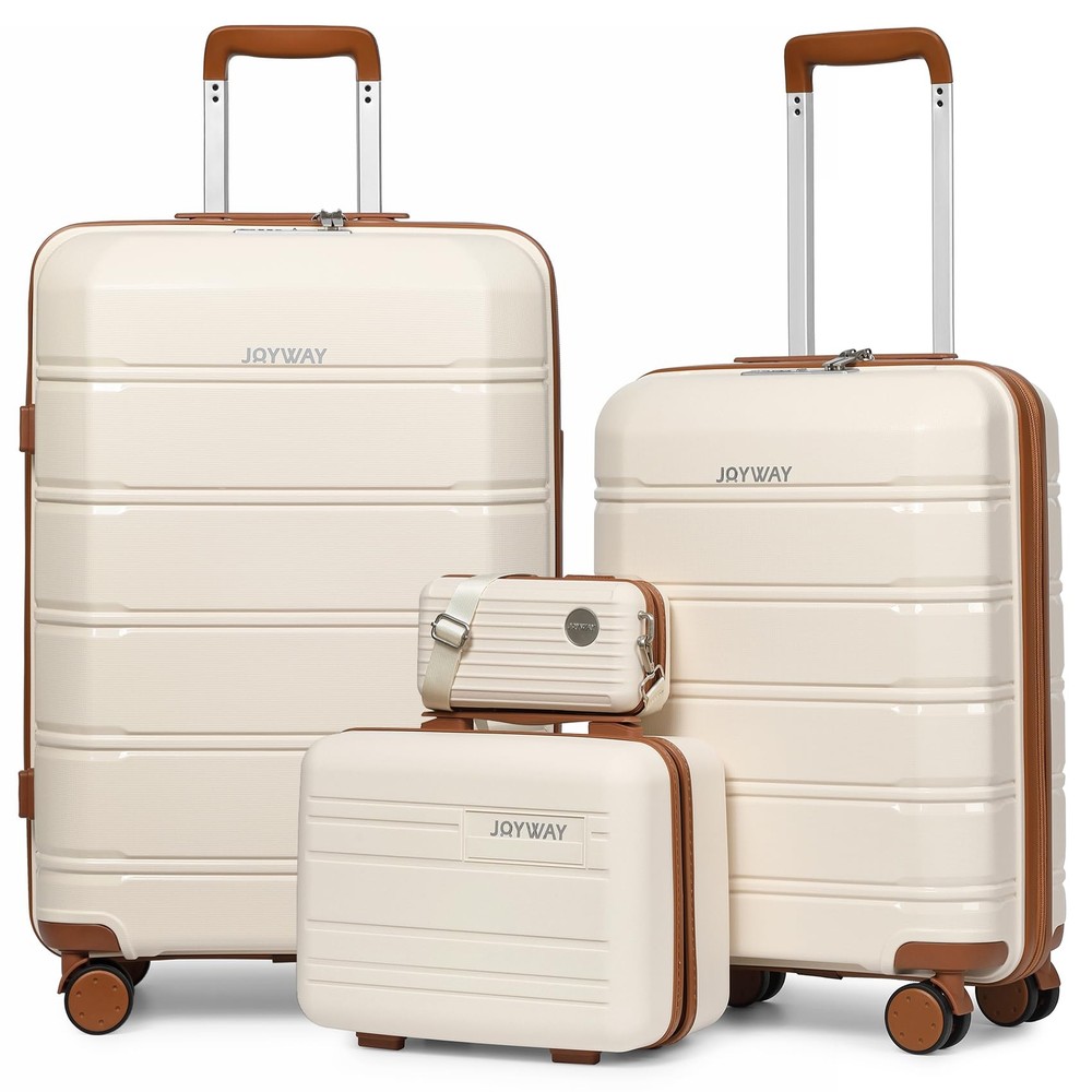4 Piece Luggage Sets, Lightweight Rolling Hardside Carry On and Checked Lugga...
