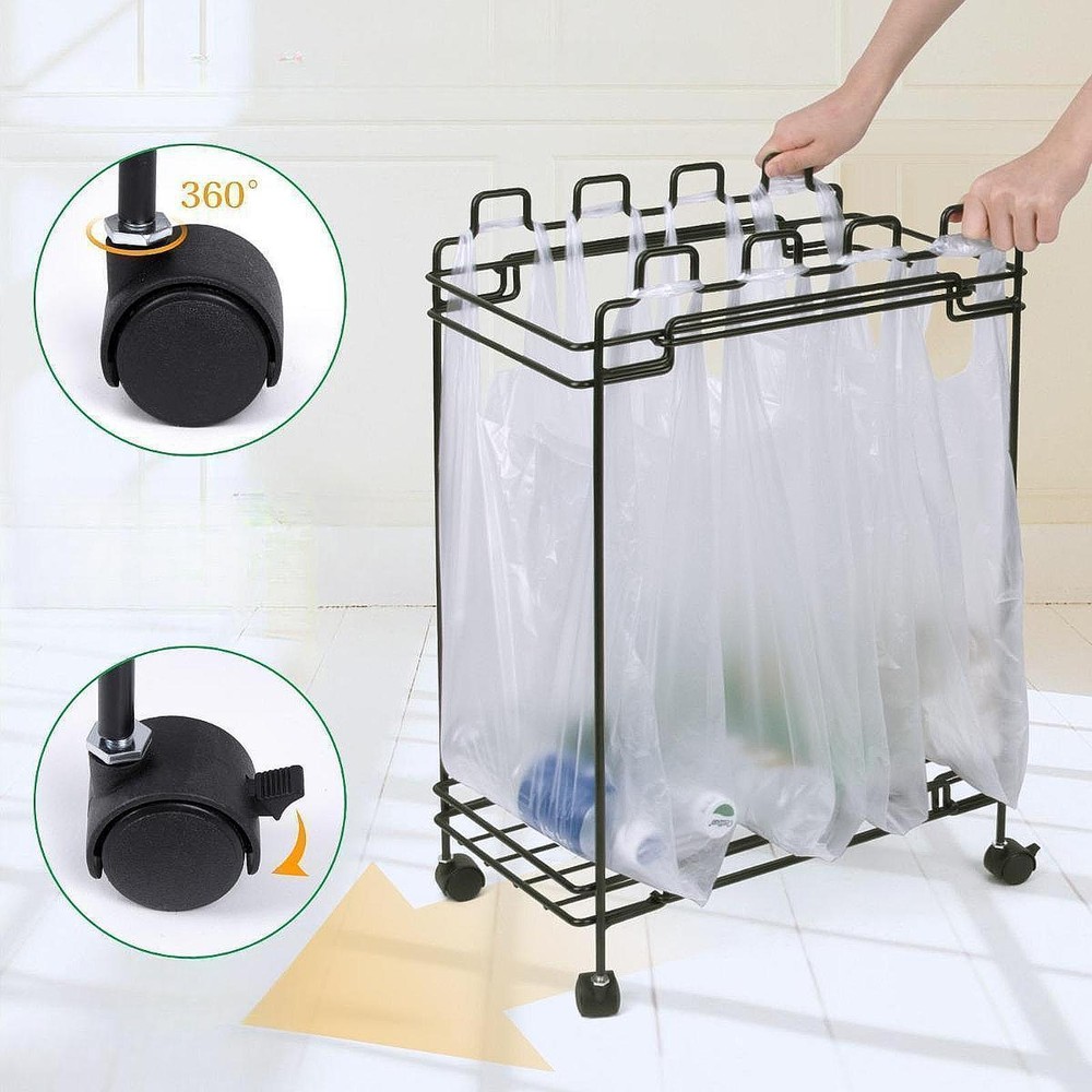 Trash Bag Holder Hanging Trash Bag Rack Multi Use for Recycling Bag Organizer