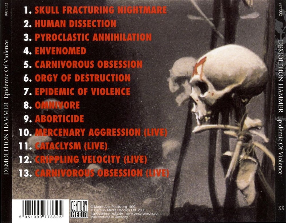 DEMOLITION HAMMER EPIDEMIC OF VIOLENCE [BONUS TRACKS] NEW CD
