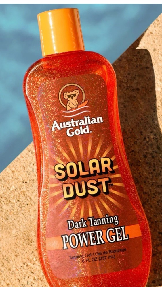 Australian Gold Solar Dust Dark Tanning Power Gel Bronzer 8oz Indoor Glitter Tan