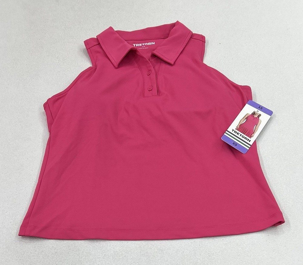 Tretorn Women's Sleeveless Polo Built-In-Bra Top, French Fuchsia, Size XS