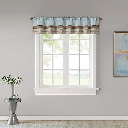 Madison Park Amherst Valance Blue Taupe Mp41-2229 50 X 18