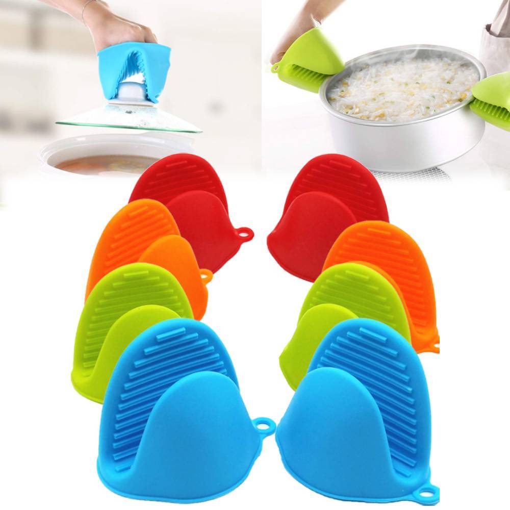 4Pairs Silicone Cooking Pinch Grips Oven Mitts Potholder Finger Protector Tool